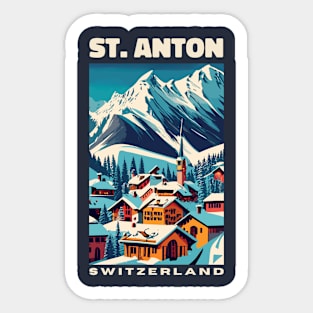 A Vintage Travel Art of St Anton - Switzerland Sticker